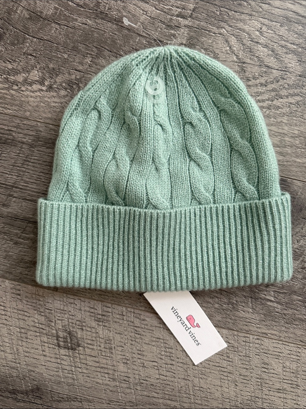 Vineyard Vines Women’s Tiffany color Mint Cable-Knit Folded Cuff Beanie one size